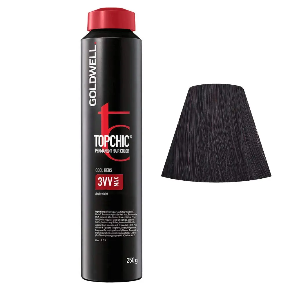 Goldwell Topchic haircolor in Violet Ash delivers intelligent, intense color for creating distinctive beauty with brilliance in all dimensions.