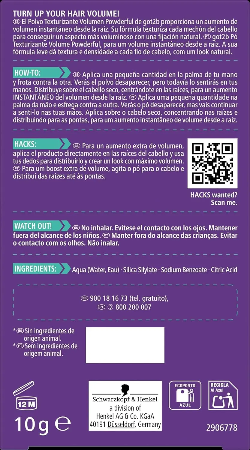 Got2b Powder'ful Volumizing Styling Powder gives instant root lift and hair volume with a natural hold and vegan formula.