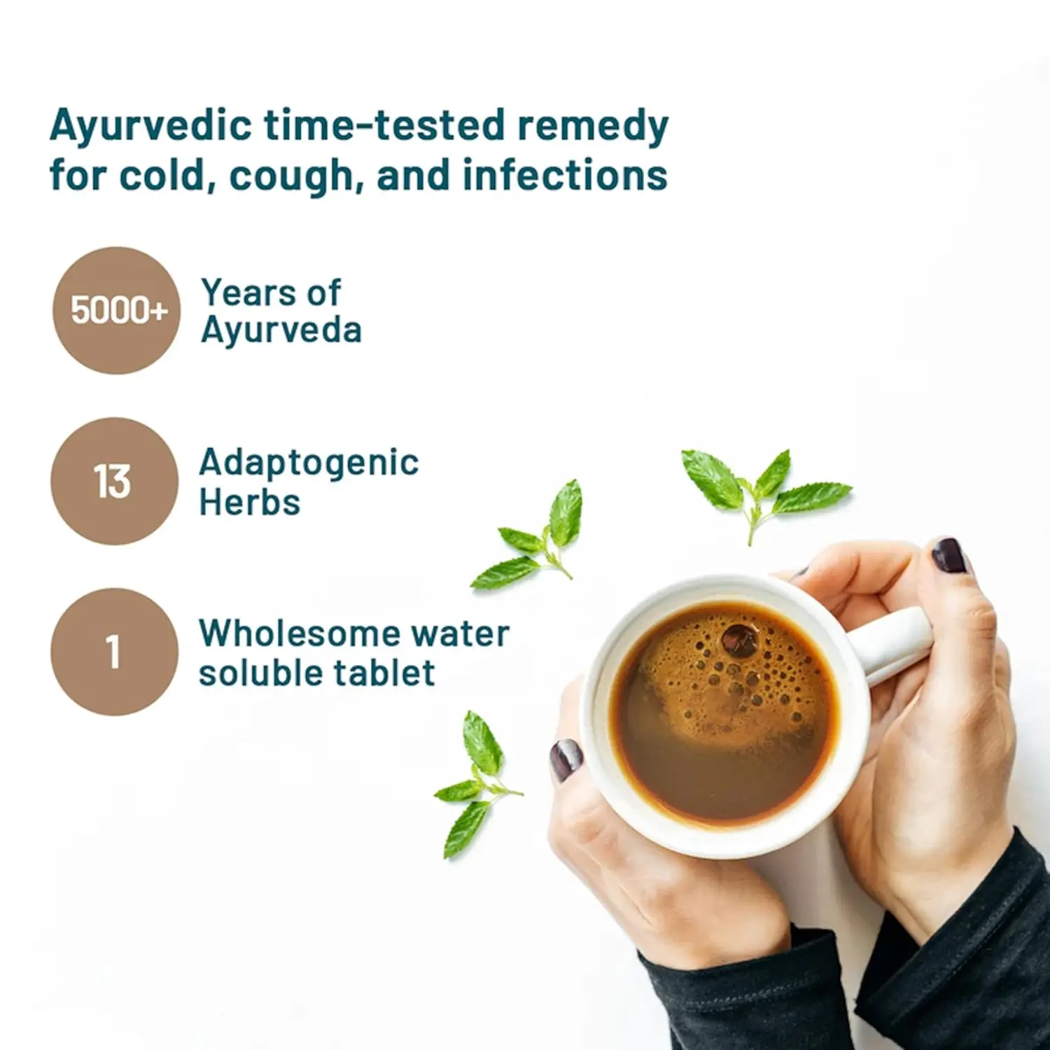Wellbeing Nutrition Grandma's Kadha is an organic certified Ayurvedic herbal remedy with 13 potent herbs and spices like turmeric, tulsi, and ginger, used for cold, cough, flu, and sore throat relief.