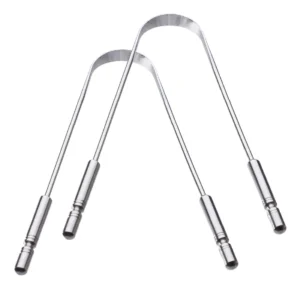A pack of two GUBB metal tongue cleaners for adults and kids made by DR. MOREPEN LTD. helps to maintain oral hygiene.