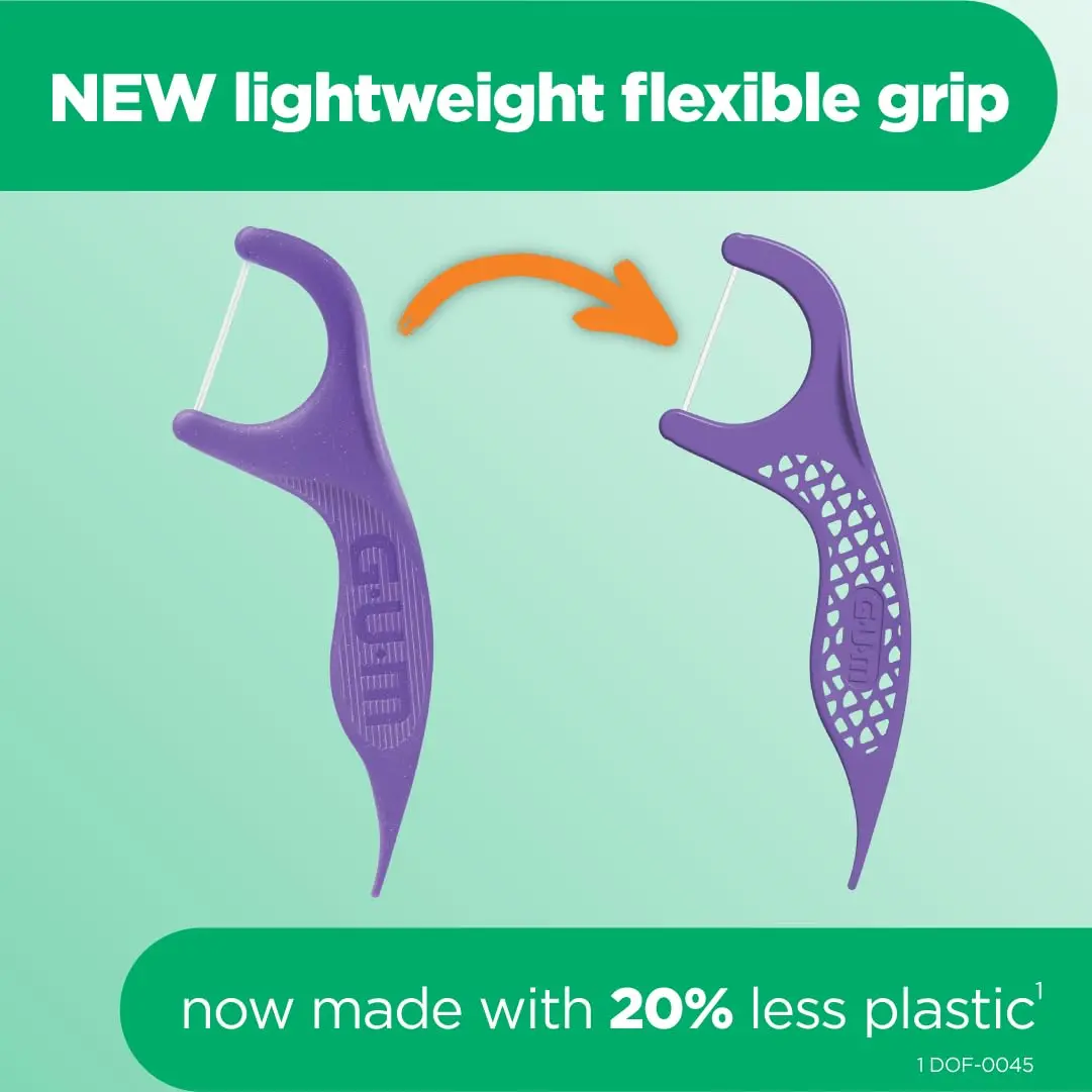 GUM Comfort Slide Flossers with fresh mint flavor easily clean between tight teeth and massage gums, promoting optimal dental health.