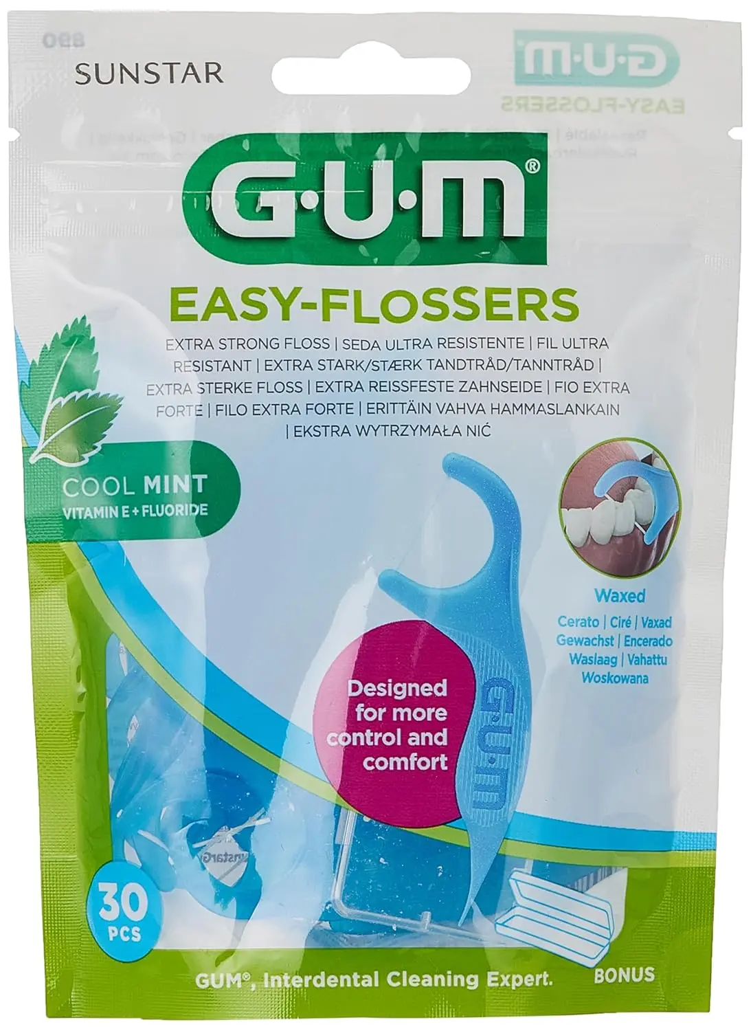 GUM Easy Floss easily slides between teeth and below the gumline to remove plaque and keep gums healthy.