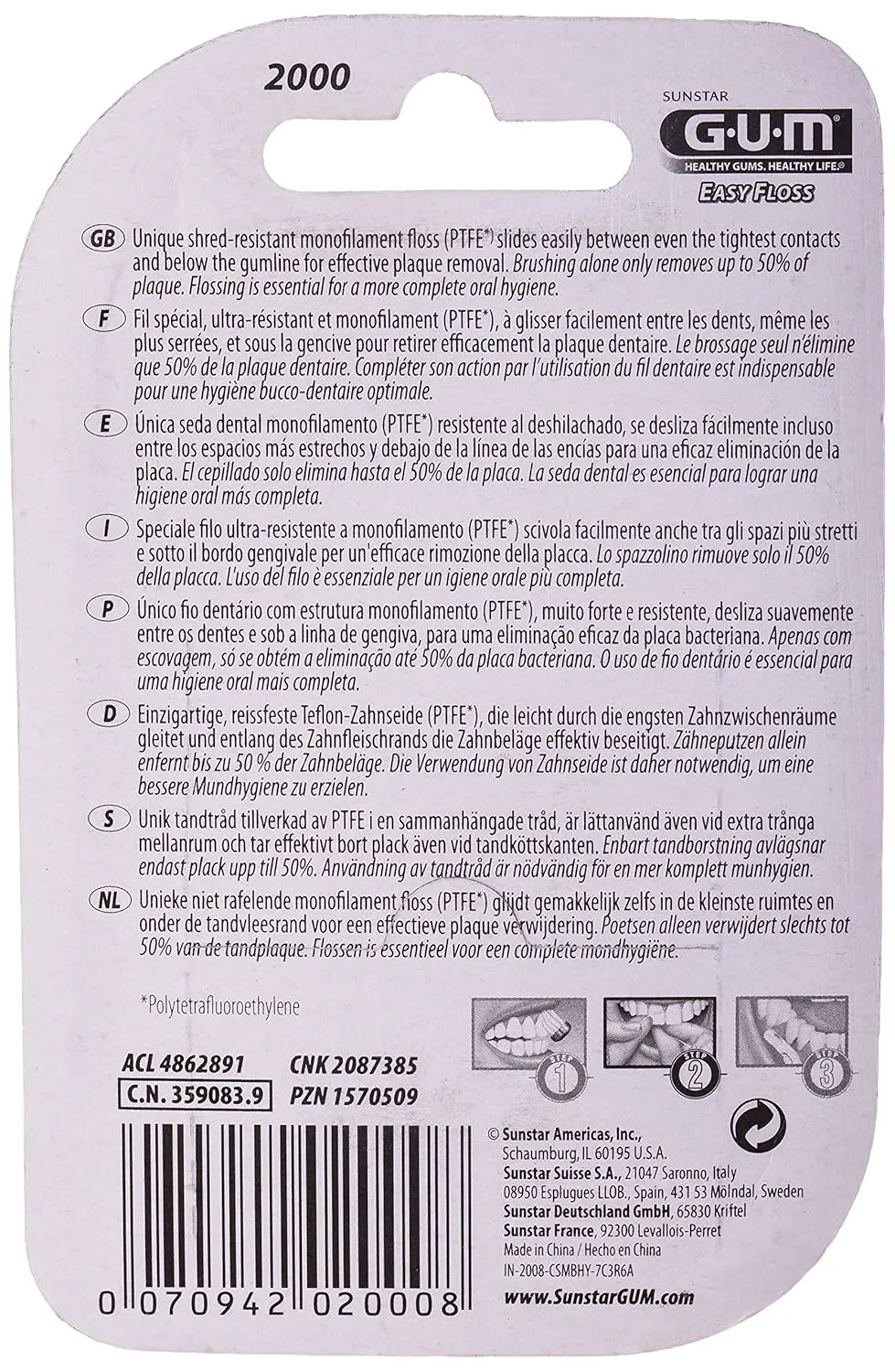GUM Easy Floss glides easily between tight teeth, effectively removing plaque and keeping gums healthy with its shred-resistant design.