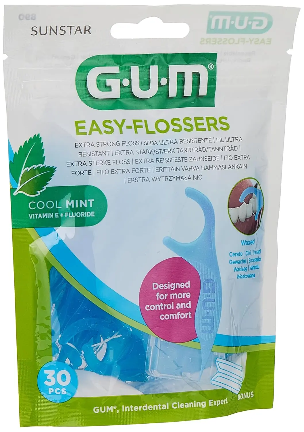 GUM Easy Floss easily slides between teeth and below the gumline to remove plaque and keep gums healthy.