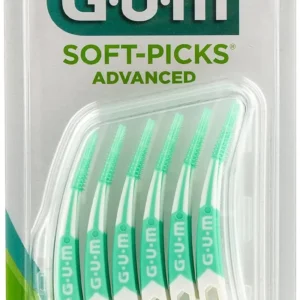 Gum Soft-Picks Advanced offer gentle and effective interdental cleaning with soft, flexible rubber bristles that remove plaque and food particles between teeth.