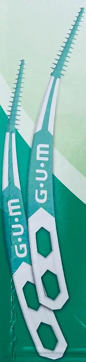 Image shows Sunstar GUM Soft-Picks Mint, disposable dental picks for cleaning between teeth, with a refreshing mint flavor and 180 picks included.