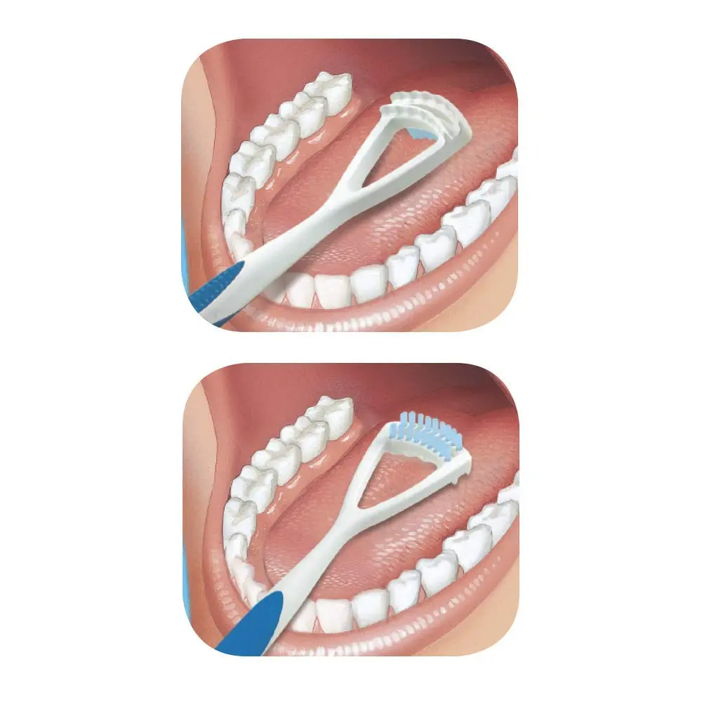 This GUM dual action tongue cleaner brush and scraper effectively removes bacteria, plaque, and debris, promoting fresher breath and optimal oral health.