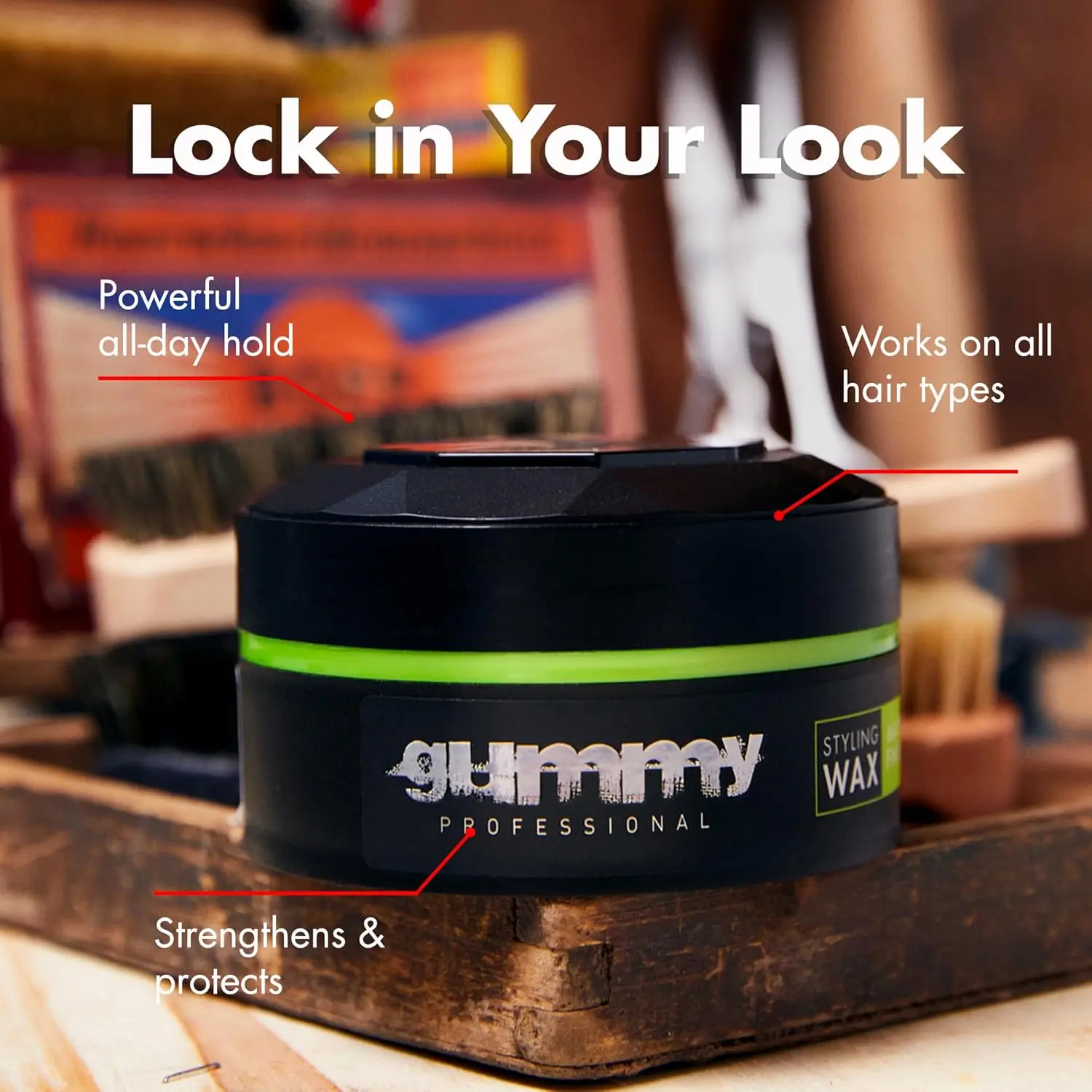 A 150ml jar of Gummy Matte Finish hair styling wax for creating textured hairstyles.