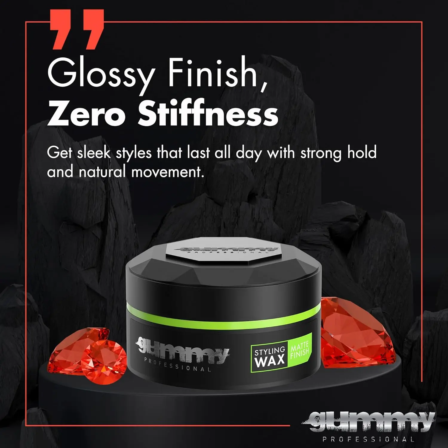 A 150ml jar of Gummy Matte Finish hair styling wax for creating textured hairstyles.