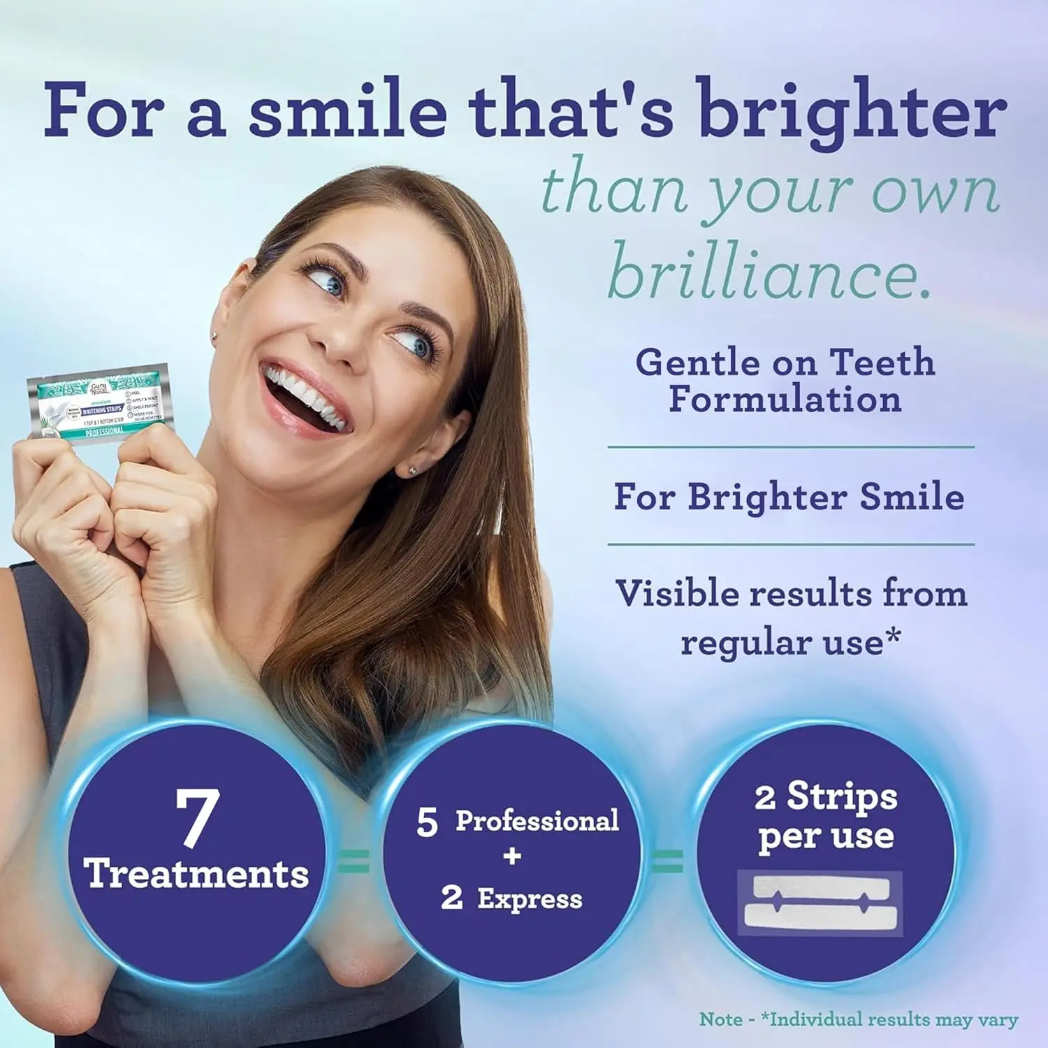 GuruNanda teeth whitening strips made with coconut oil safely whiten teeth and remove stains from coffee, wine, and smoking for a brighter smile.