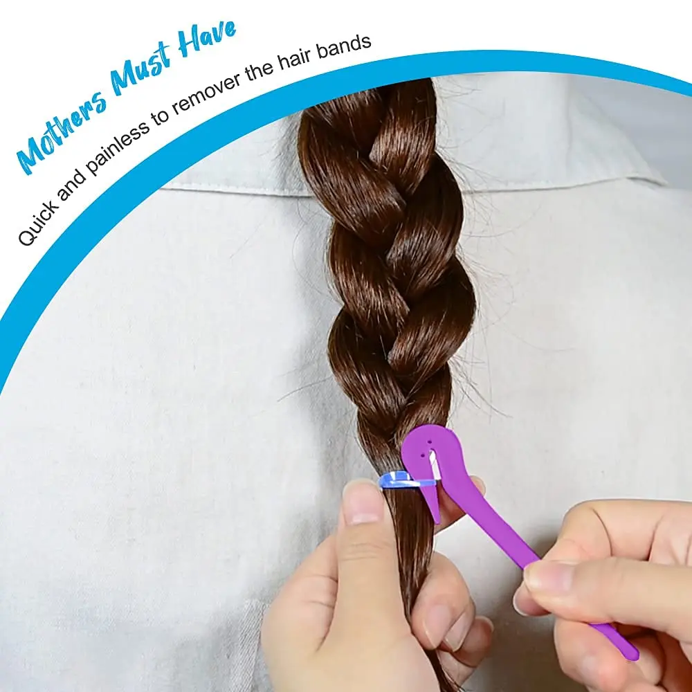 This 4-pack of colorful hair band remover tools makes removing elastic hair ties quick, painless, and safe for all hair types, preventing damage and tears.