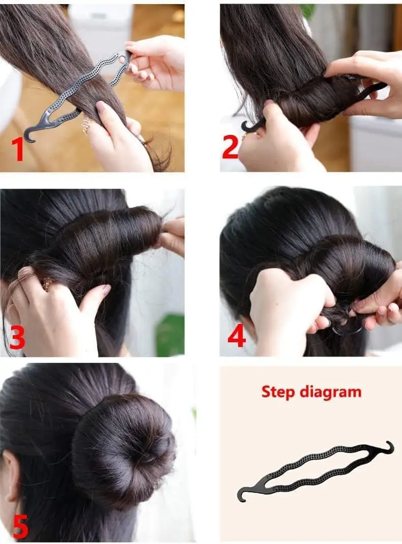 Six piece hair tool set includes rubber band cutter and hair styling tools to effortlessly create braids and ponytails without damage.