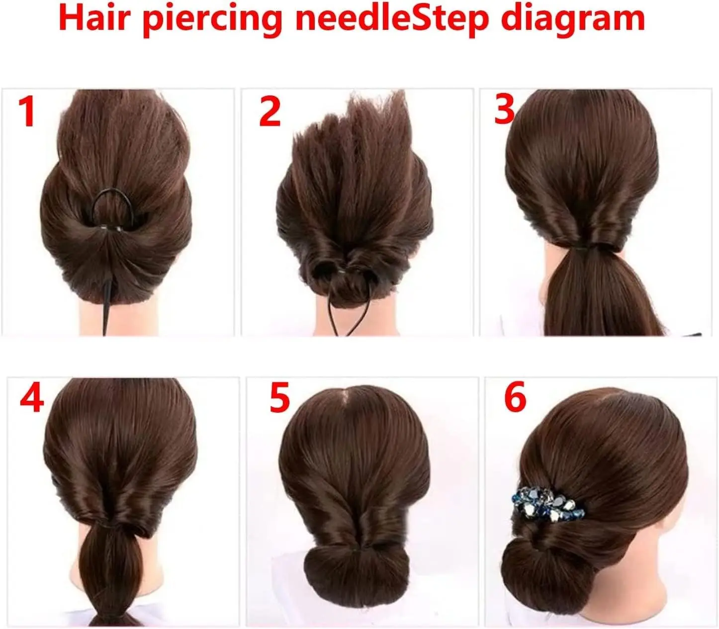 Six piece hair tool set includes rubber band cutter and hair styling tools to effortlessly create braids and ponytails without damage.