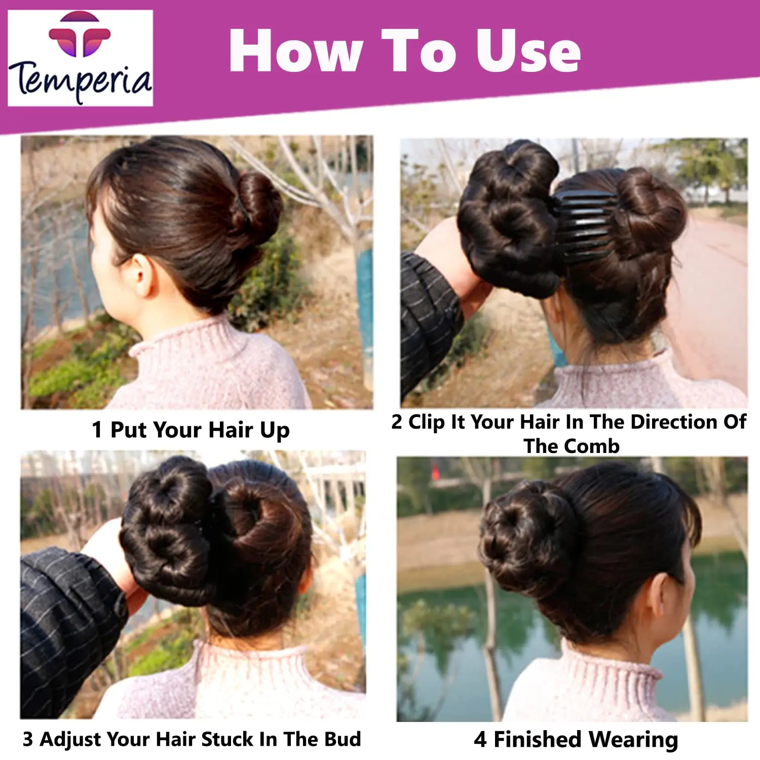 Natural brown hair bun extension instantly adds volume and creates a chic, effortless hairstyle with high-quality, heat-resistant synthetic fibers.