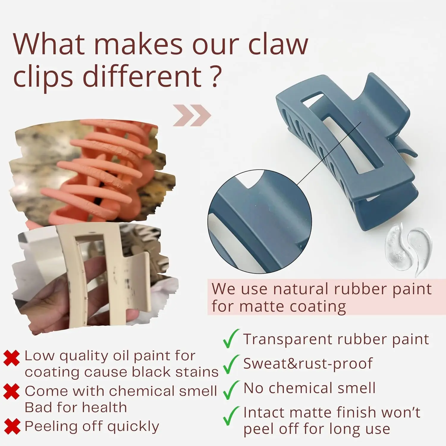 This set of 12 hair claw clips features a rubberized coating for a non-slip grip, including both 3.5-inch and 2-inch sizes in neutral colors, perfect for styling thick or long hair.