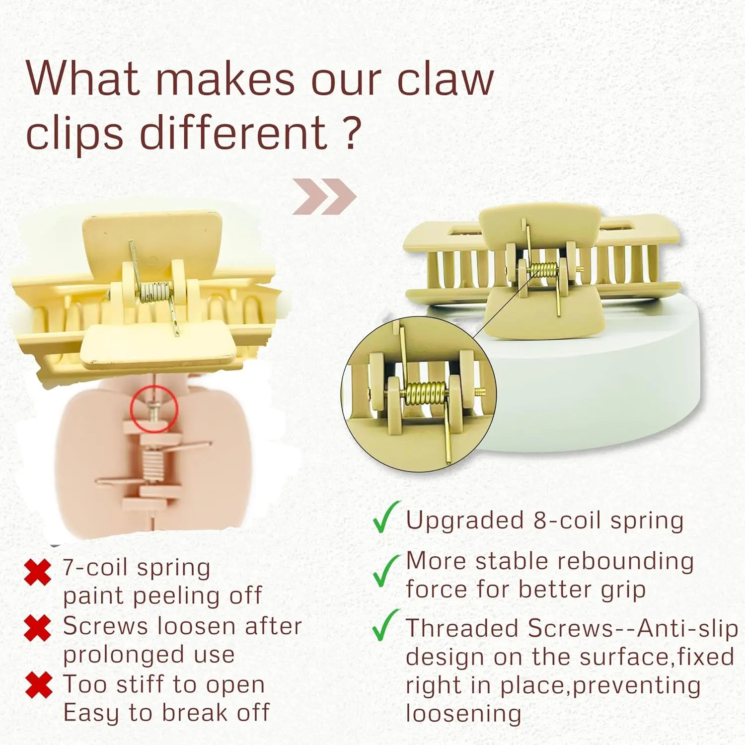 This set of 12 hair claw clips features a rubberized coating for a non-slip grip, including both 3.5-inch and 2-inch sizes in neutral colors, perfect for styling thick or long hair.