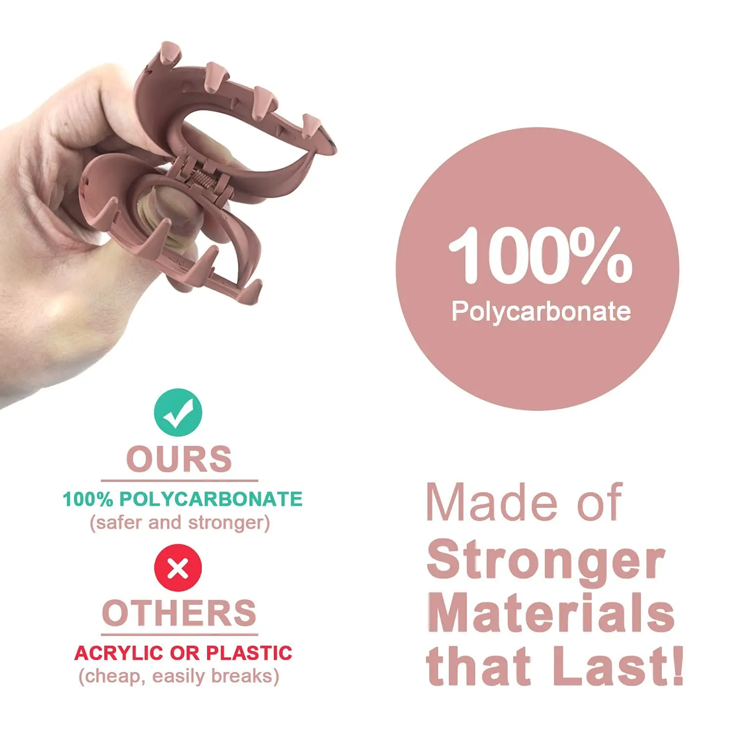 Six colorful flower claw hair clips are displayed, perfect for holding fine or thick hair in various styles for women and girls.