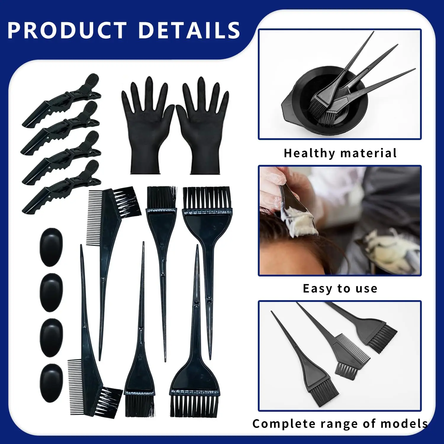 This 20-piece hair coloring kit includes reusable mixing bowls, brushes, clips, gloves, and shawls suitable for all hair types and DIY or salon use.