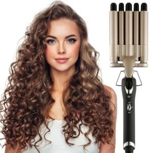 This hair crimper iron with tourmaline ceramic coating heats up quickly to create long-lasting, frizz-free beach waves on all hair types.
