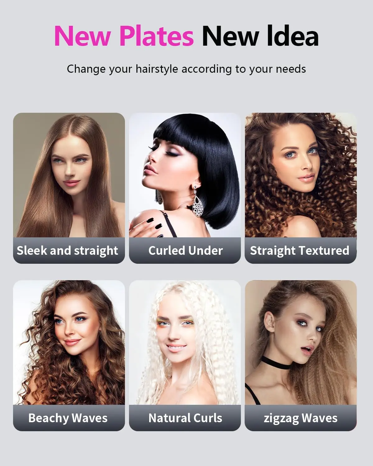 This hair waver crimper features four interchangeable ceramic plates for creating different zigzag wave styles, reducing frizz and adding shine for all hair types.