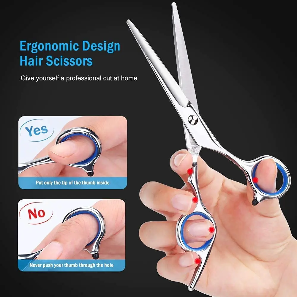 This 9-piece professional hair cutting kit includes straight scissors, thinning shears, hair clips, cape, combs, and a case, perfect for salon or home use for men, women, kids, and even pets.