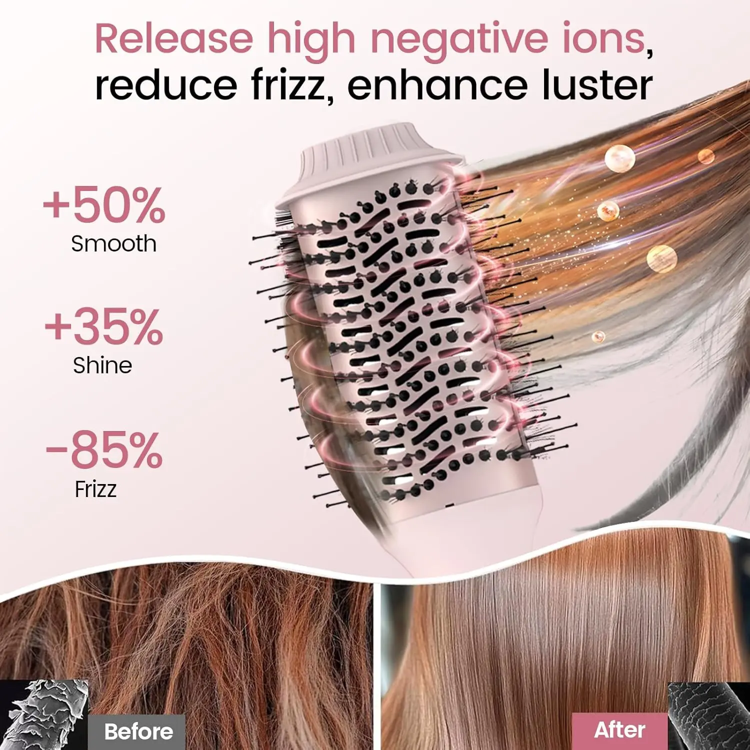 The 5 in 1 hair dryer brush includes attachments for drying, automatic curling, volumizing, and straightening, allowing you to create salon-worthy hairstyles at home.