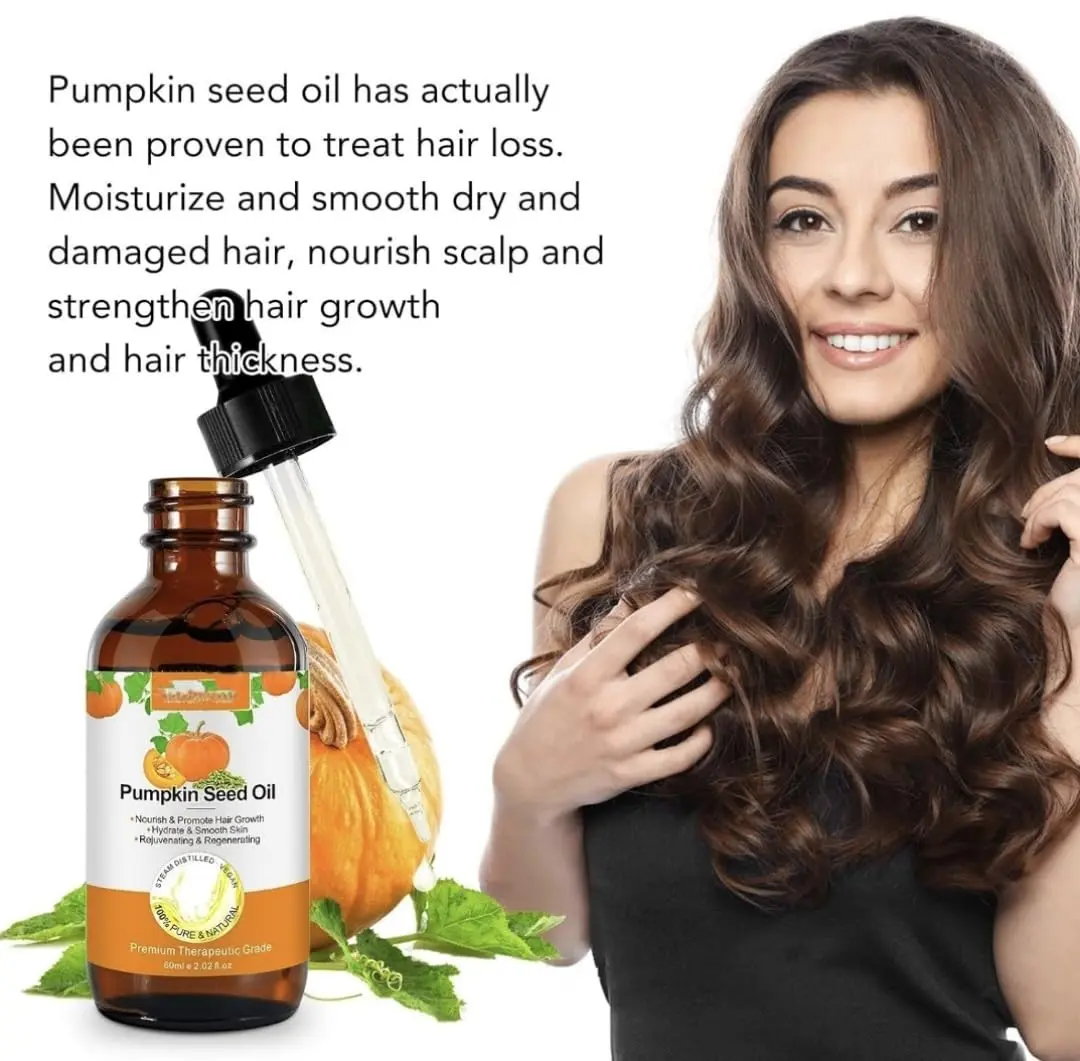 ALIVER hair growth oil with pumpkin seed serum nourishes the scalp, promotes hair growth, and can be used as a carrier oil for face, nails, body, skin, aromatherapy, and massage.