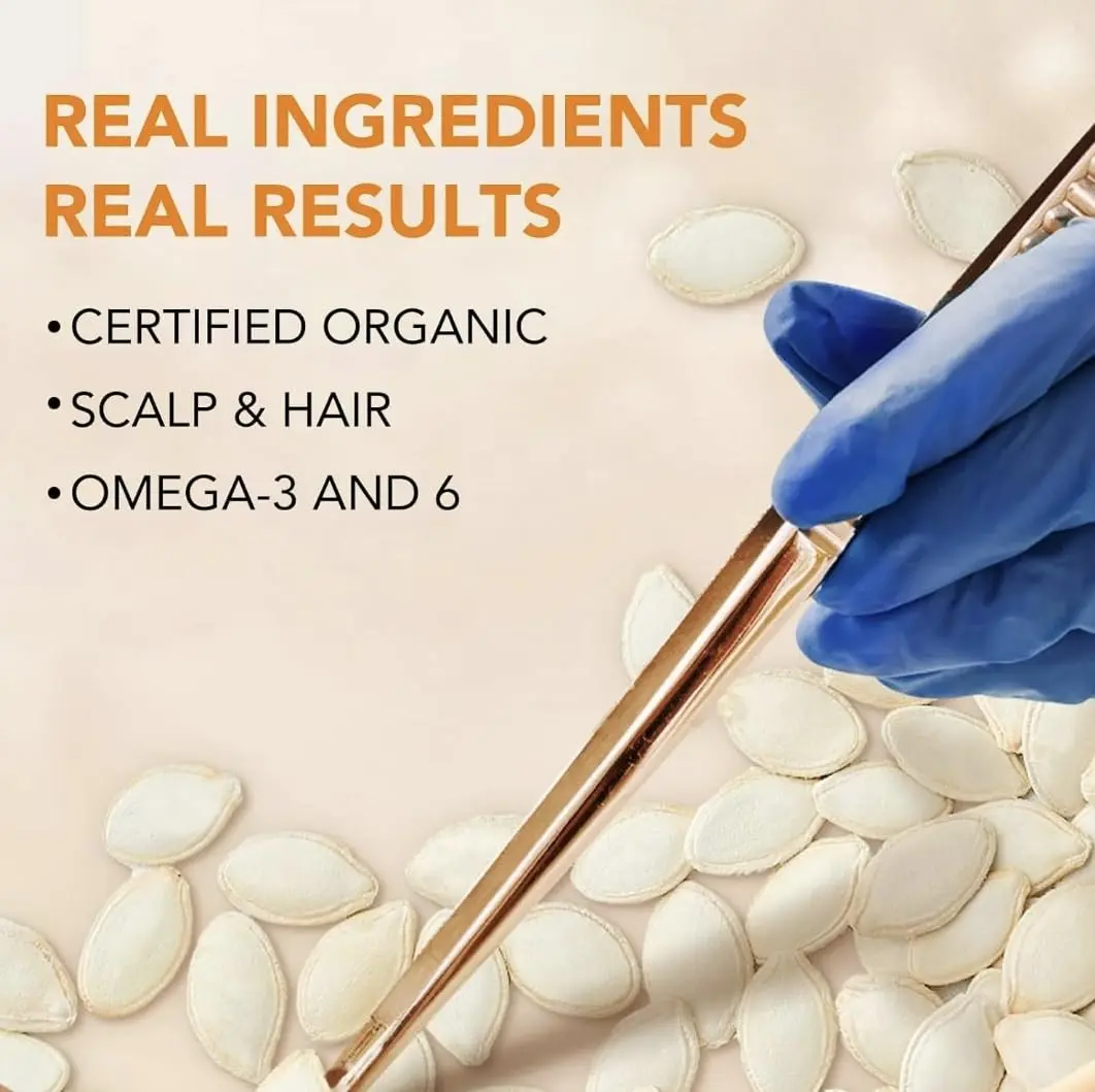 ALIVER hair growth oil with pumpkin seed serum nourishes the scalp, promotes hair growth, and can be used as a carrier oil for face, nails, body, skin, aromatherapy, and massage.