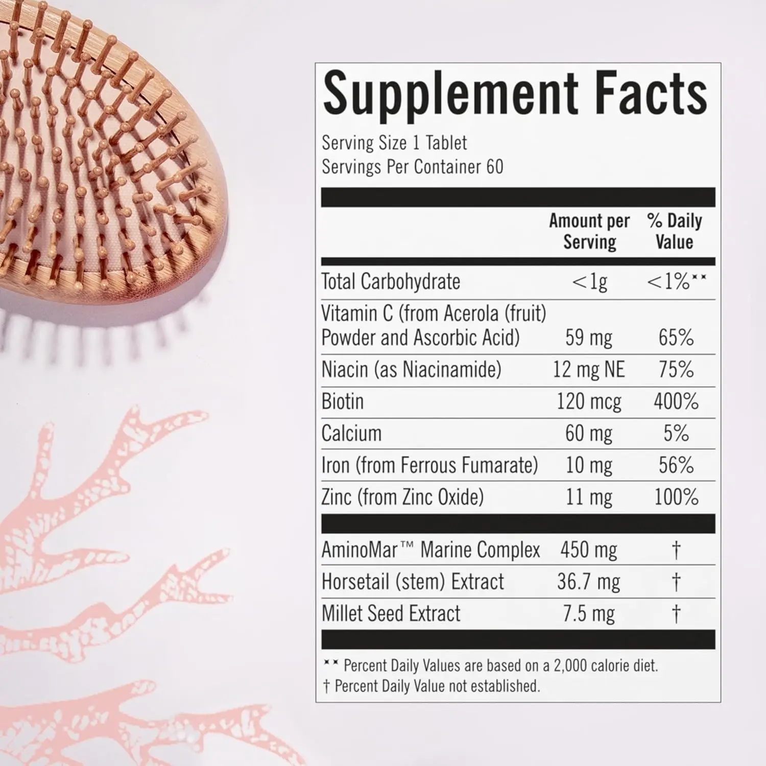 Viviscal hair growth supplement provides essential nutrients, vitamins and minerals like Biotin, Vitamin C, Zinc and Iron to support thicker, fuller hair and reduce shedding for women.