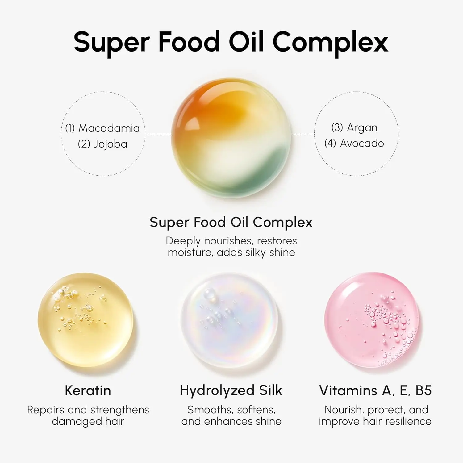 MAREE hair oil capsules with keratin, argan, and jojoba oil to repair damaged hair, reduce frizz, seal split ends, and add shine, perfect for all hair types.