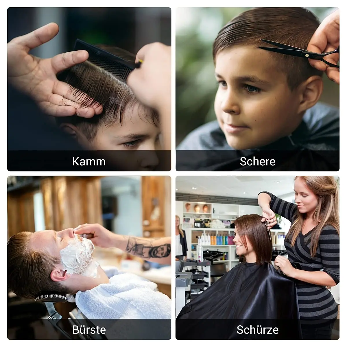 This 12-piece professional hairdressing scissors kit includes thinning shears, cutting shears, clips, and combs, all neatly arranged in a black pouch, suitable for salon use or at-home haircuts for men, women, and children.