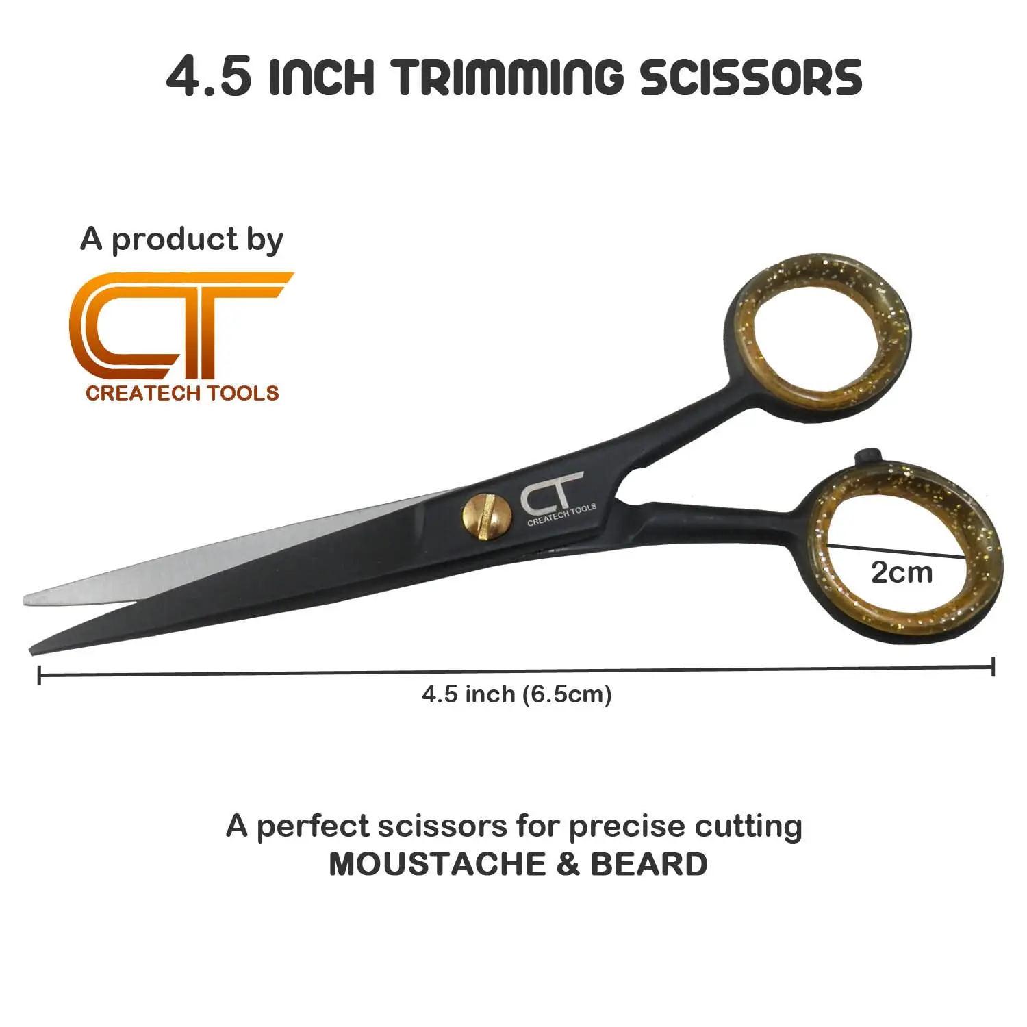 This image displays a black hair scissors set for cutting, trimming, and hairdressing.