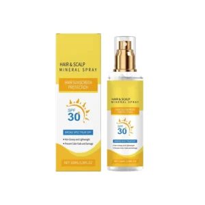 This lightweight hair sunscreen spray with coconut oil protects hair and scalp from sun damage, prevents color fading, and provides deep hydration for all hair types.