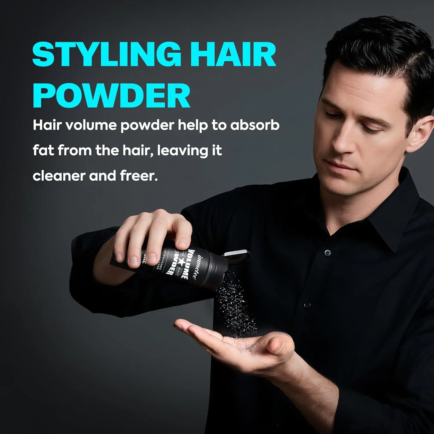 immetee hair volume powder provides texture, root lift, and a natural matte look for men and women seeking long-lasting style and easy application.