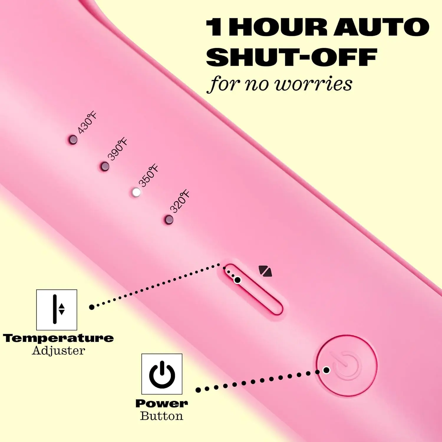 Pink double barrel hair waver creating effortless beach waves with adjustable temperature and tourmaline ceramic plates for shiny, frizz-free hair.