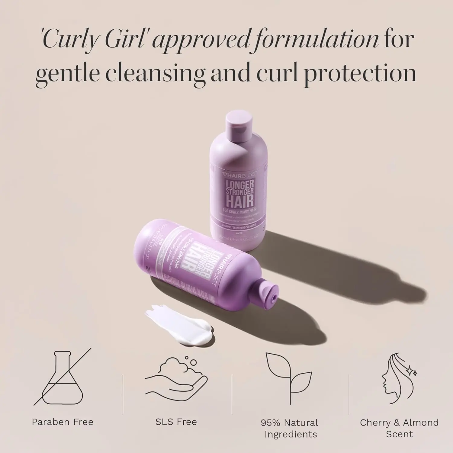 Hairburst curly and wavy hair set defines waves and curls with hydrating, frizz-reducing, sulfate-free formula, approved for the Curly Girl Method.