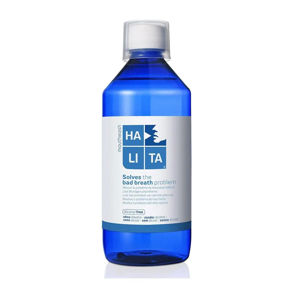 Halita mouthwash eliminates bad breath by targeting the bacteria that causes malodorous gases, ensuring good oral hygiene and providing an effective treatment for halitosis.