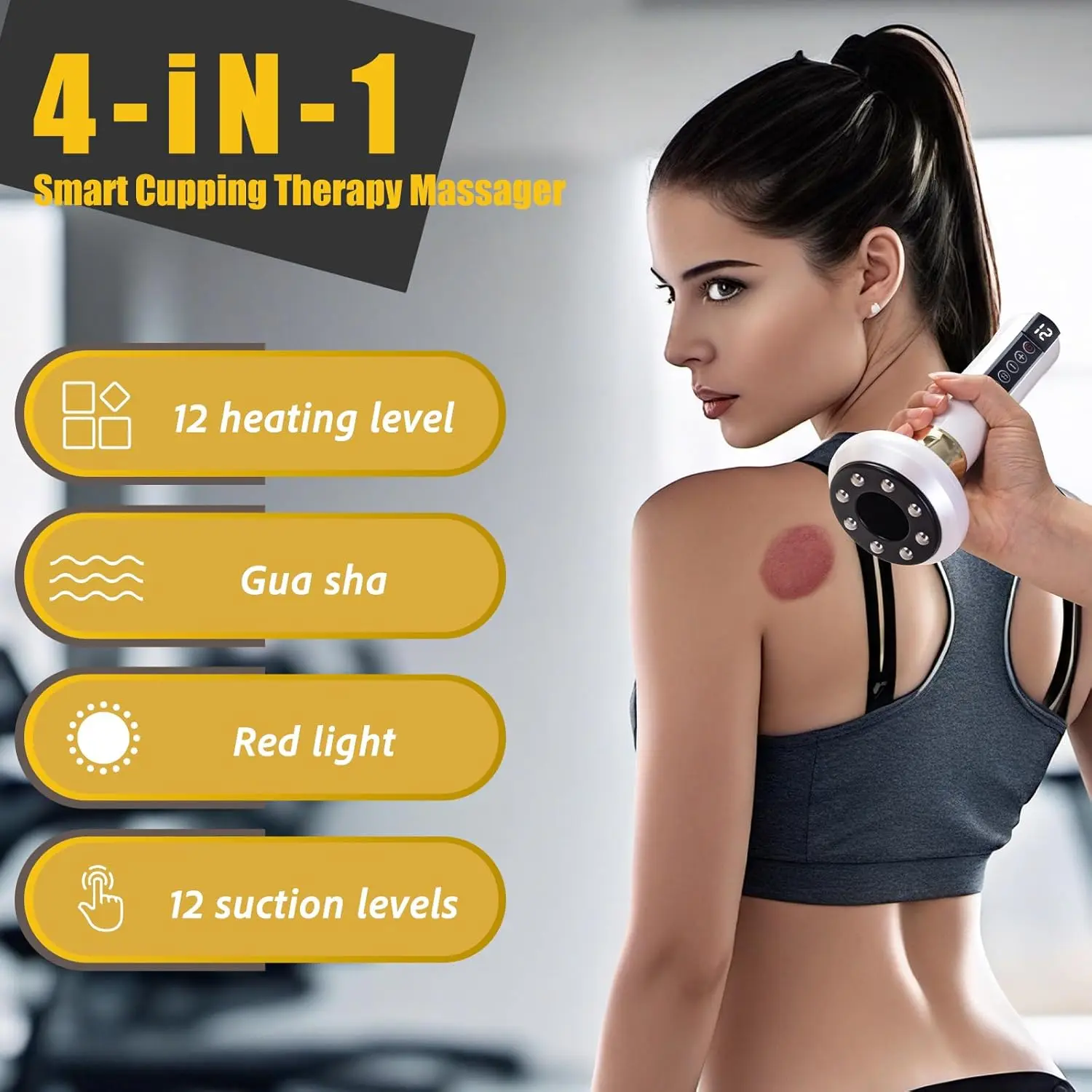 This handheld cellulite massager uses suction to help reduce cellulite on the body, including the abdomen, thighs, and buttocks.