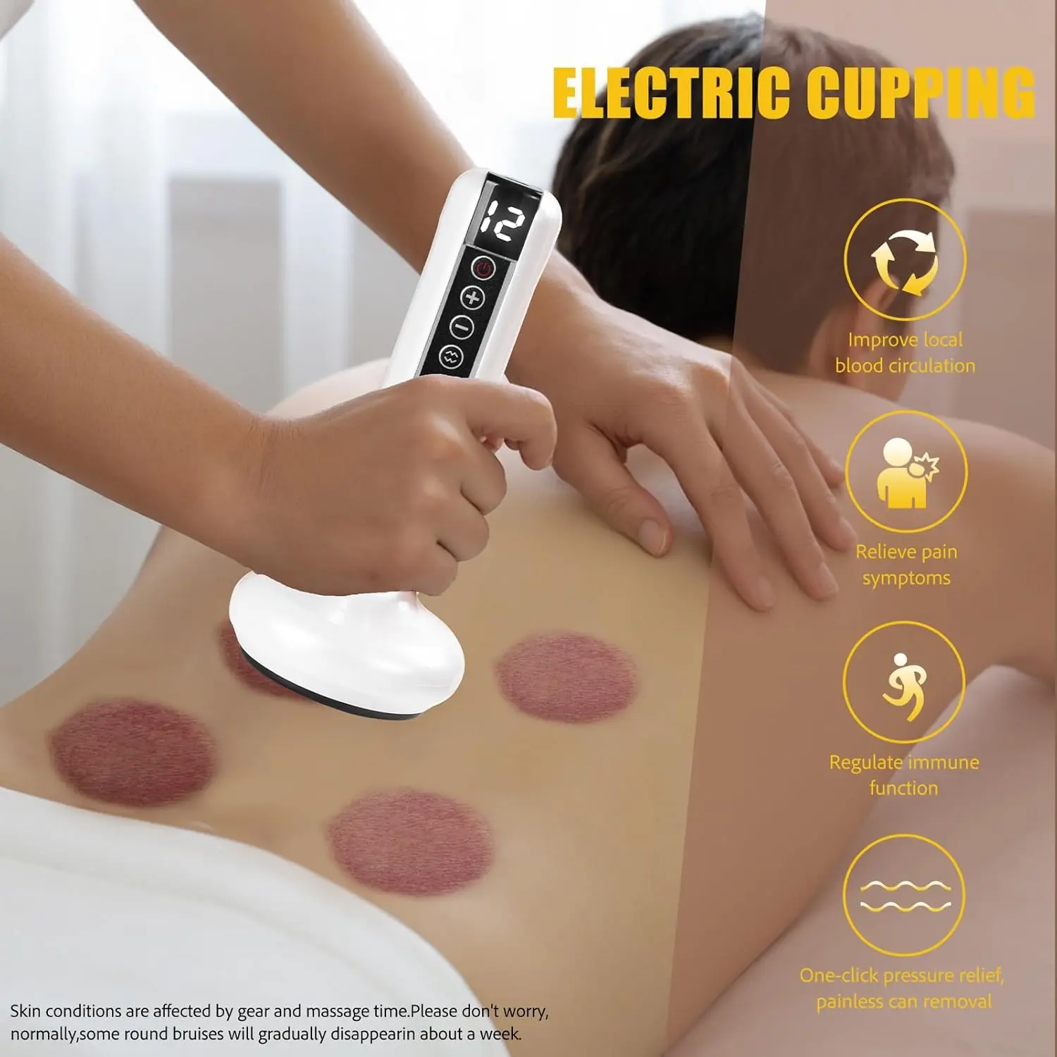 This handheld cellulite massager uses suction to help reduce cellulite on the body, including the abdomen, thighs, and buttocks.
