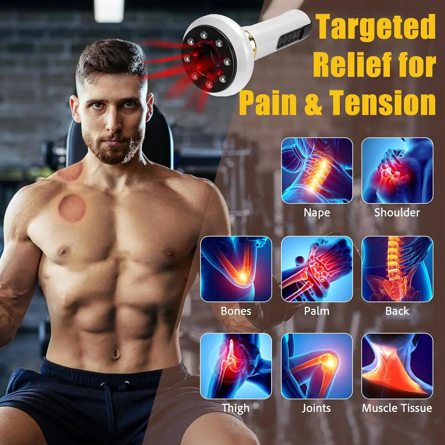 This handheld cellulite massager uses suction to help reduce cellulite on the body, including the abdomen, thighs, and buttocks.