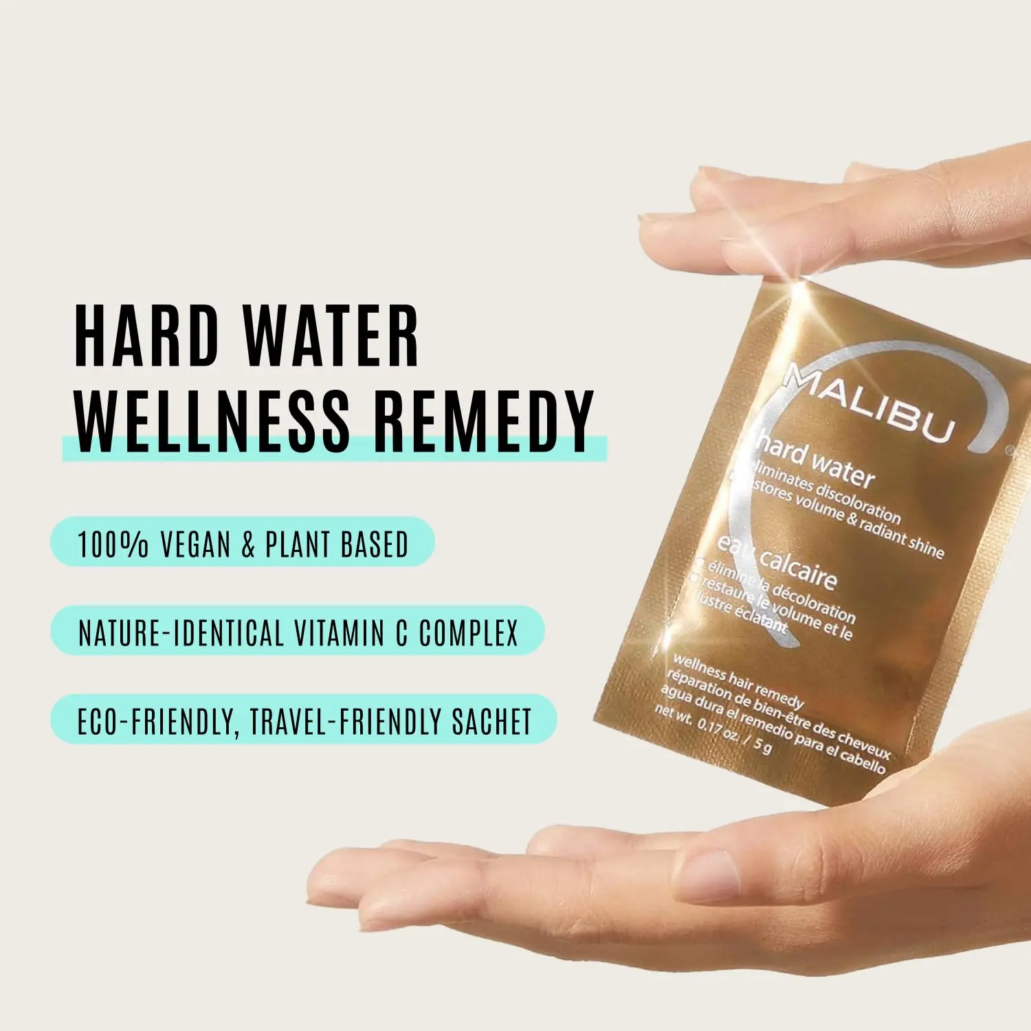Malibu C Hard Water Wellness Hair Remedy removes hard water deposits and impurities, eliminating brassiness and discoloration for healthier, shinier, and more vibrant hair.