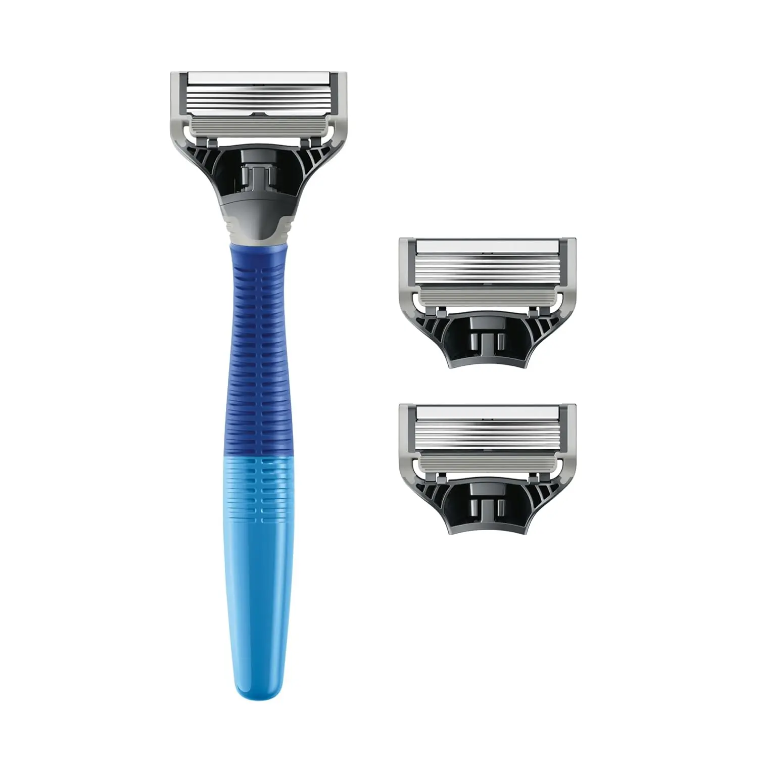 Harry's ocean blue shaving kit for men includes a razor handle and three German-engineered blade refills for a smooth and comfortable shave.