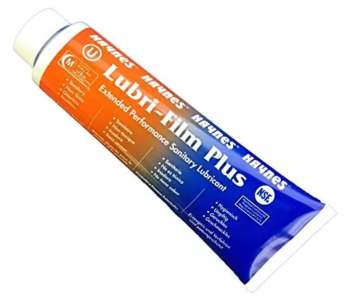 Four-pack of 4 oz Haynes Lubri-Film Plus lubricant for soft serve equipment, ensuring smooth operation and protection.
