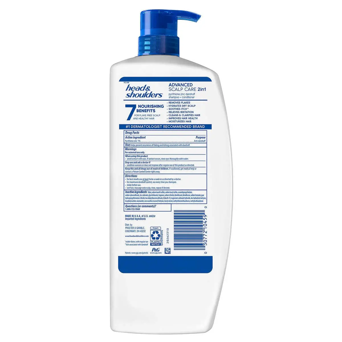 Head and Shoulders 2-in-1 advanced scalp care shampoo and conditioner with aloe vera and coconut water provides dandruff protection and nourishes for healthy hair.