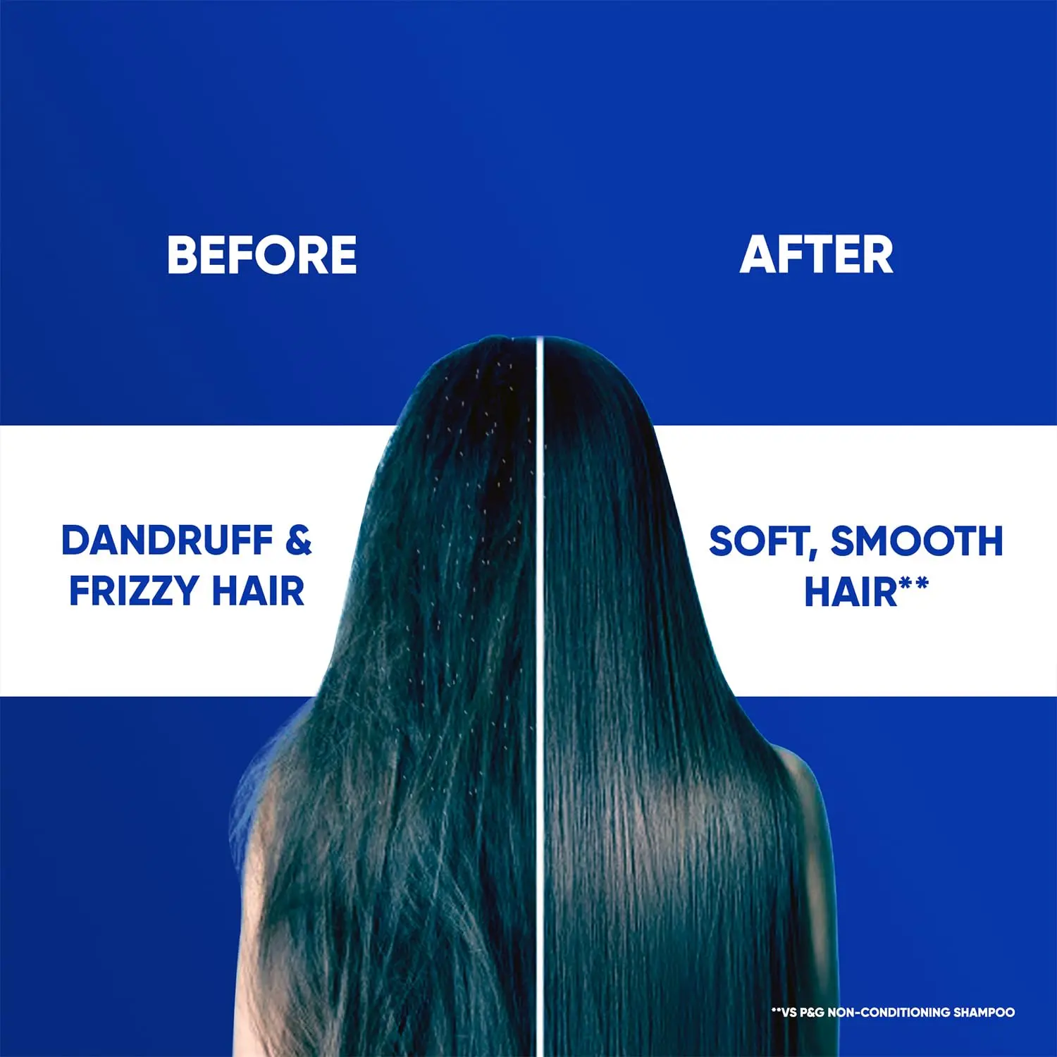 Head and Shoulders Smooth and Silky 2-in-1 shampoo and conditioner in foam form, helps soften dry, frizzy hair and eliminate visible dandruff flakes with regular use, suitable for all hair types including color treated hair.