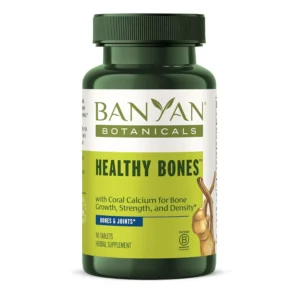 Banyan Botanicals Healthy Bones tablets help strengthen and rejuvenate bone tissue and support healthy bone density.