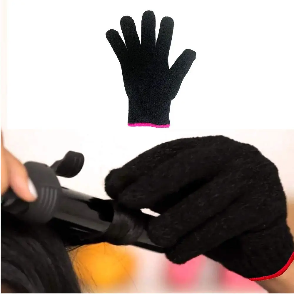A heat-resistant glove protects your hand while using hot styling tools like curling irons and flat irons.