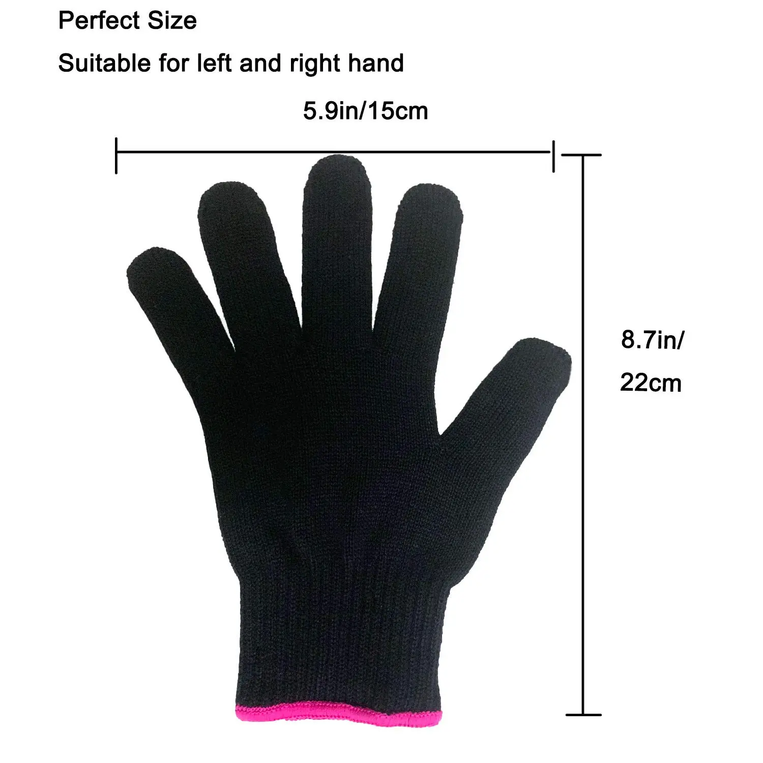 A heat-resistant glove protects your hand while using hot styling tools like curling irons and flat irons.