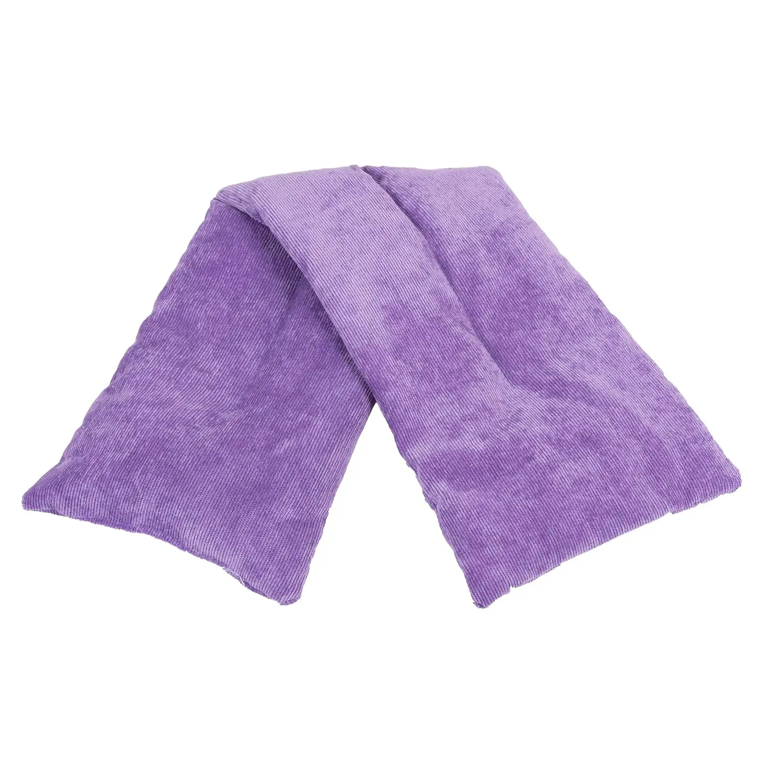 This lavender-scented heated neck wrap provides hot and cold therapy for sore muscles and stress relief, made with soft plush fabric and natural grains.