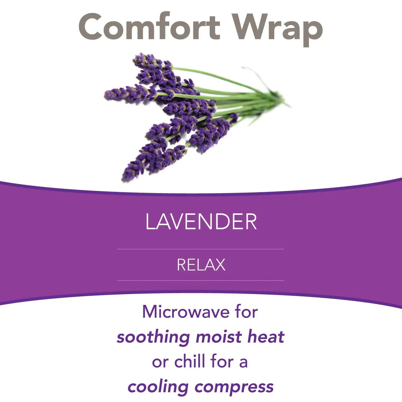This lavender-scented heated neck wrap provides hot and cold therapy for sore muscles and stress relief, made with soft plush fabric and natural grains.